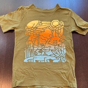 Tea Collection Brown Tee with Orange and Blue Design